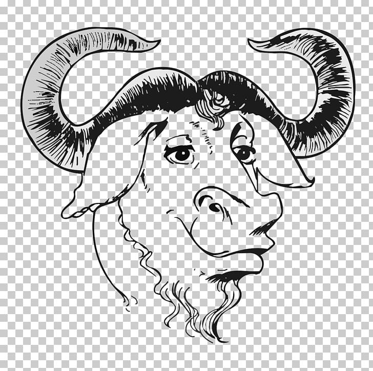 GNU Project Free Software Foundation Logo PNG, Clipart, Artwork, Black And White, Cow Goat Family, Face, Fictional Character Free PNG Download