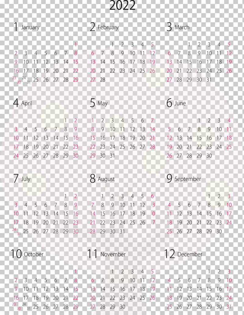 2022 Yearly Calendar Printable 2022 Yearly Calendar PNG, Clipart, 2018, 2019, August, Calendar System, July Free PNG Download