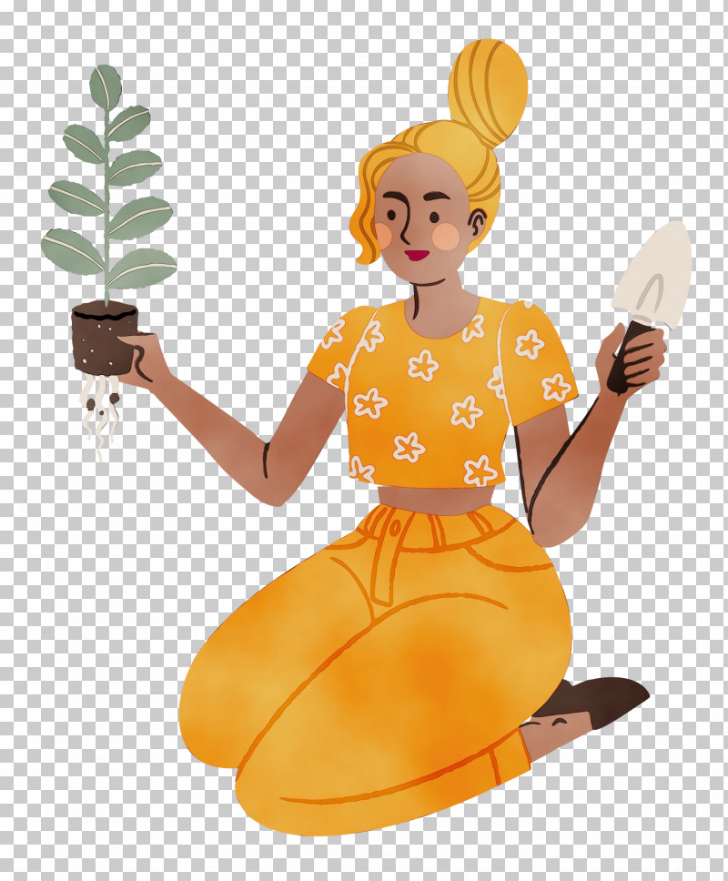 Yellow PNG, Clipart, Garden, Lady, Paint, Planting, Watercolor Free PNG Download