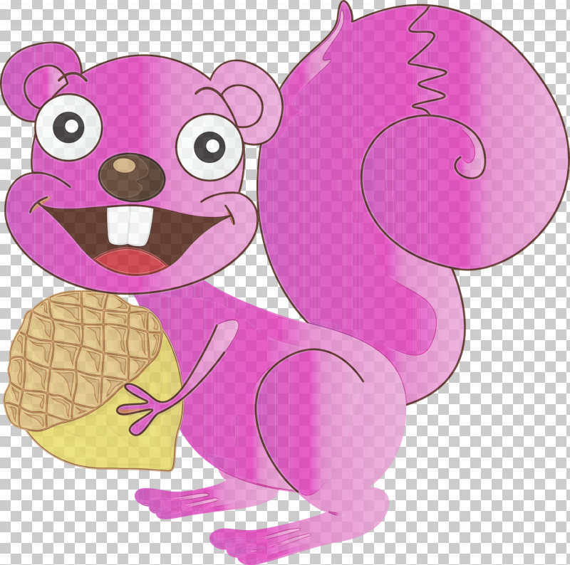 Cartoon Pink Squirrel PNG, Clipart, Cartoon, Paint, Pink, Squirrel, Watercolor Free PNG Download