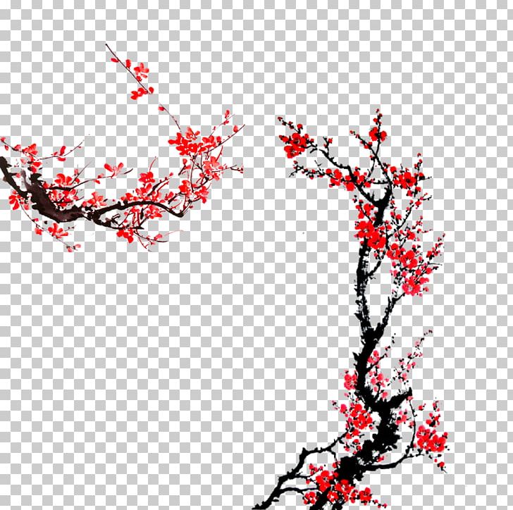 Ink Wash Painting Plum Blossom PNG, Clipart, Birdandflower Painting, Black And White, Blossom, Branch, Color Ink Splash Free PNG Download