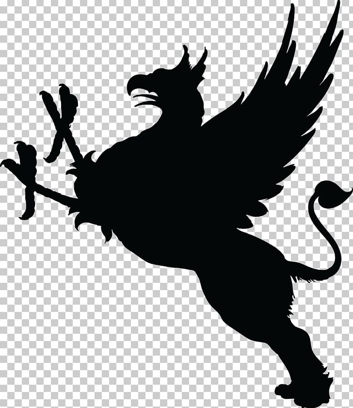 Silhouette Griffin Stencil PNG, Clipart, Beak, Bird, Black And White, Fantasy, Fictional Character Free PNG Download
