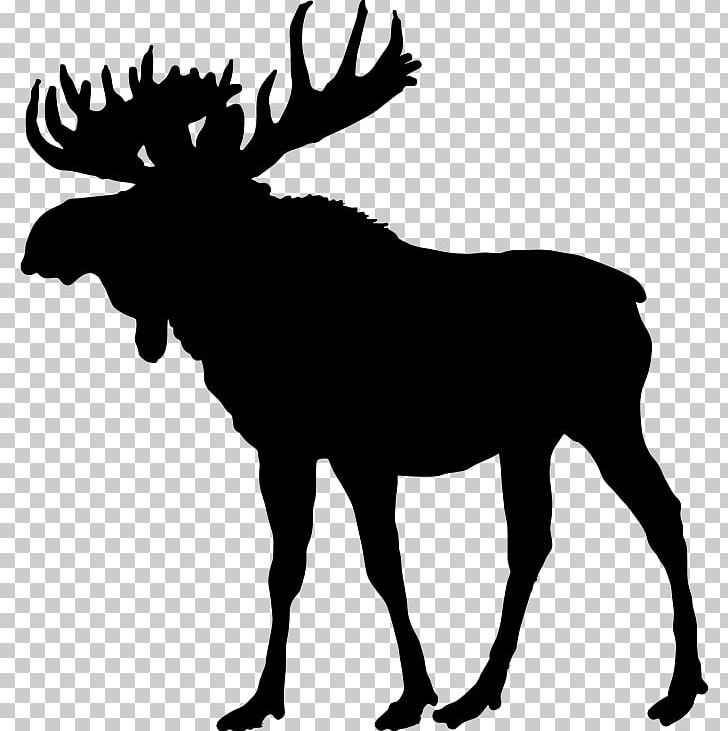 Moose Deer Silhouette PNG, Clipart, Antler, Black And White, Bull Silhouette, Cattle Like Mammal, Deer Free PNG Download