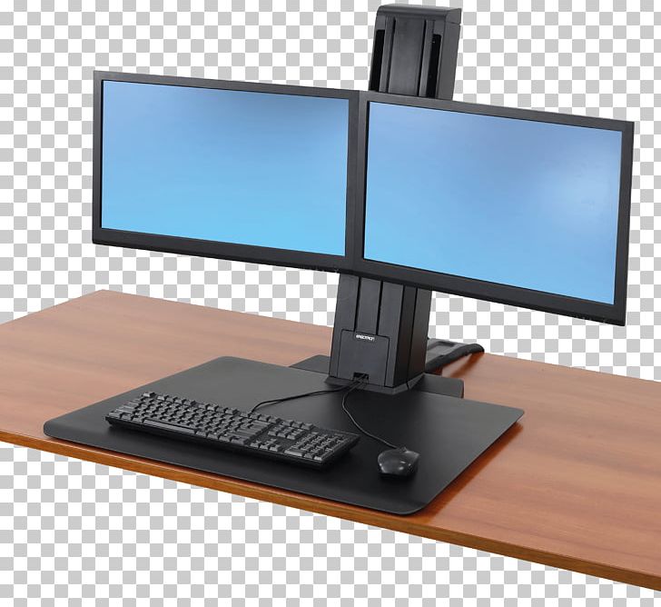 Sit-stand Desk Computer Monitors Standing Desk Workstation PNG, Clipart, Angle, Computer Hardware, Computer Keyboard, Computer Monitor, Computer Monitor Accessory Free PNG Download