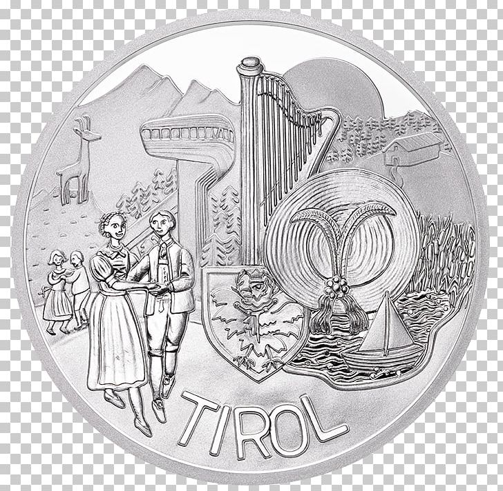 Silver Coin Tyrol Silver Coin Face Value PNG, Clipart, 2 Euro Coin, 10 Euro, Austria, Austrian Mint, Black And White Free PNG Download