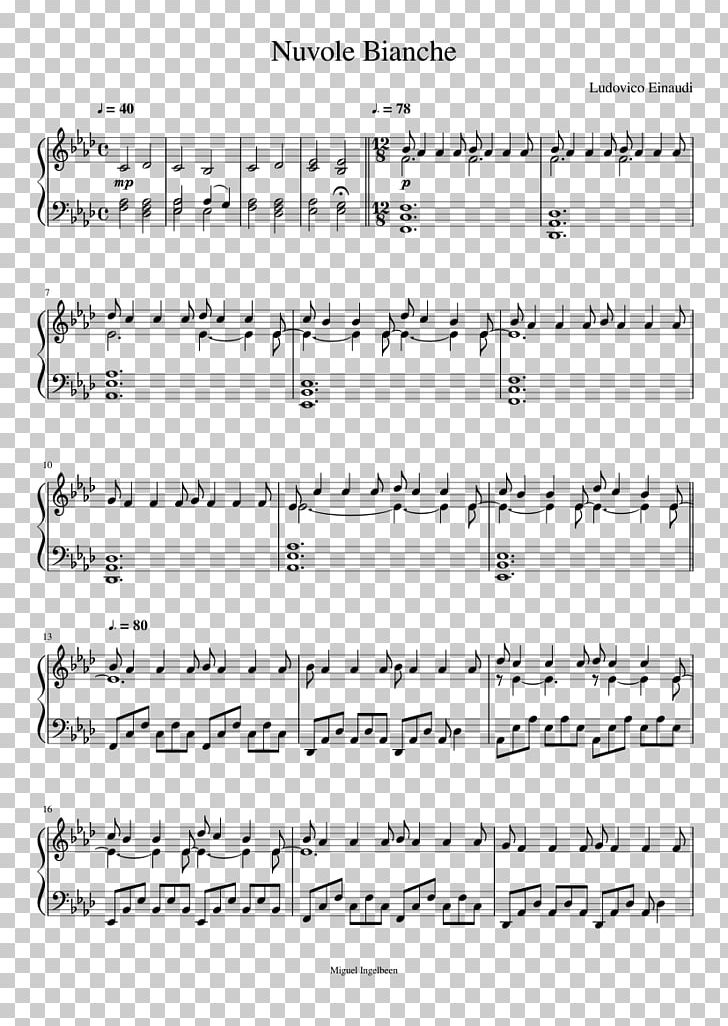 Sheet Music Nuvole Bianche Piano Song PNG, Clipart, Angle, Area, Black And White, Carole King, Chord Free PNG Download