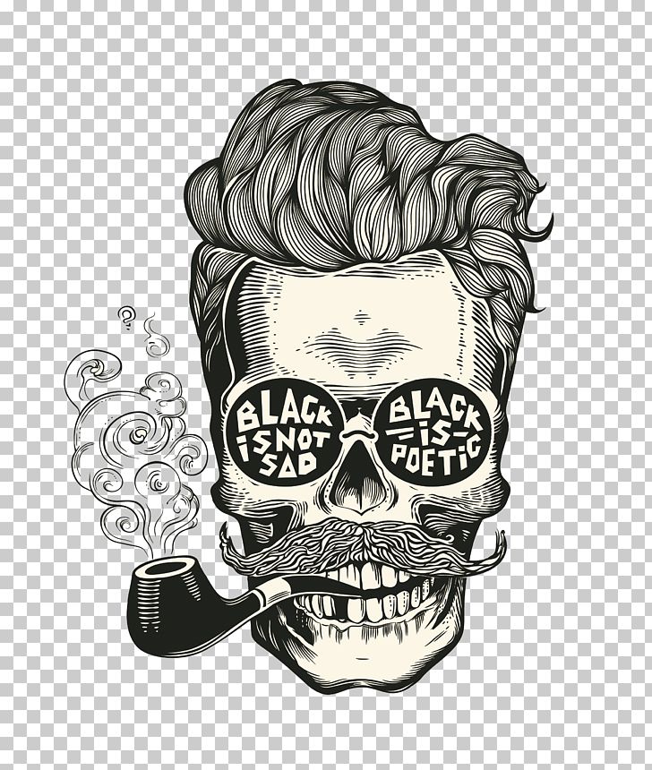 Calavera Skull Hipster Beard PNG, Clipart, Abstract, Black, Black And White, Bone, Cranial Free PNG Download