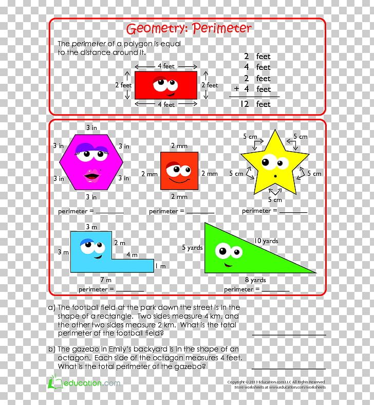 Geometry Perimeter Worksheet Mathematics Area PNG, Clipart, Angle, Area, Congruence, Diagram, Geometric Shape Free PNG Download