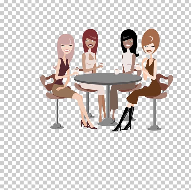 Coffee Tea Cafe Caffeinated Drink PNG, Clipart, Cafe, Cartoon, Chair, Coffee Time, Conversation Free PNG Download