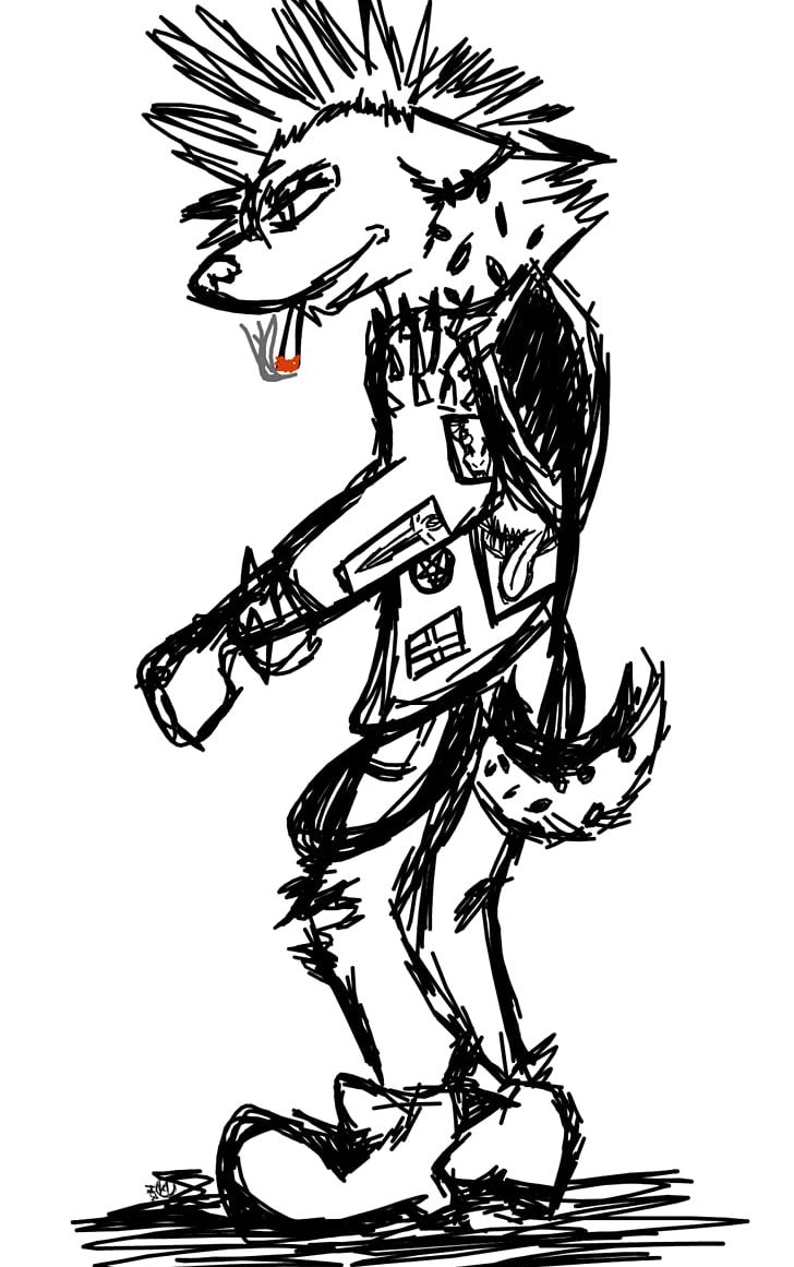 Hyena Art Drawing Punk Rock Sketch PNG, Clipart, Animals, Art, Artwork, Black And White, Cartoon Free PNG Download