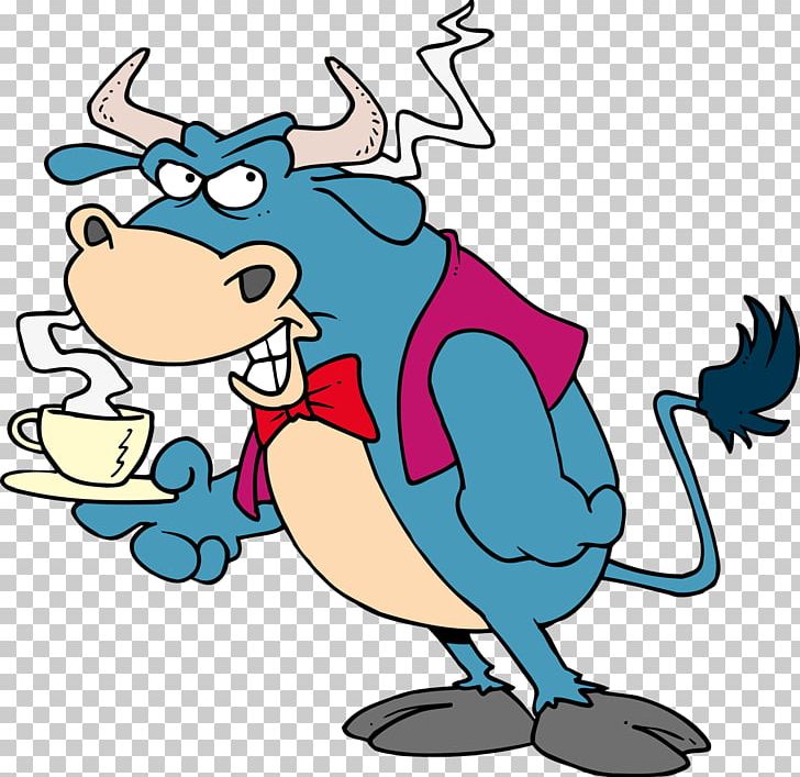 Coffee Cattle Cartoon Lanterna Blu PNG, Clipart, Animal Figure, Animals, Art, Artwork, Beak Free PNG Download