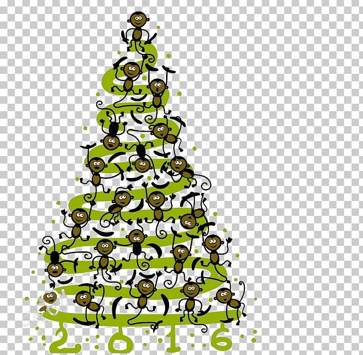 Monkey Christmas Tree Poster PNG, Clipart, Animals, Branch, Cartoon, Cartoon Animals, Christmas Border Free PNG Download