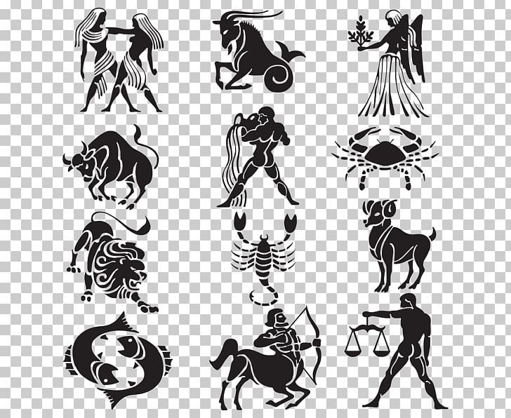 Zodiac Astrological Sign Tattoo Astrology Sagittarius PNG, Clipart, Art, Black And White, Cancer, Capricorn, Carnivoran Free PNG Download