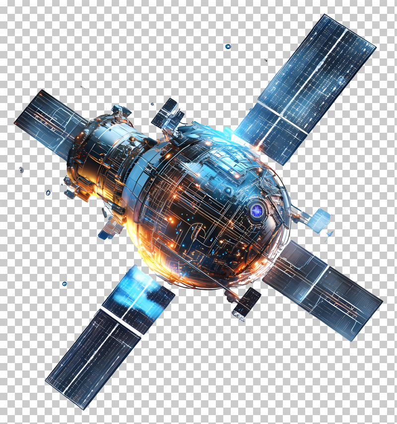 Satellite - Futuristic Satellite With Solar Panels PNG