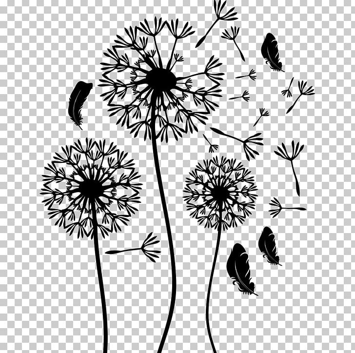 Pissenlit Sticker Flower Black And White Floral Design PNG, Clipart, Black, Branch, Chrysanths, Cut Flowers, Daisy Family Free PNG Download