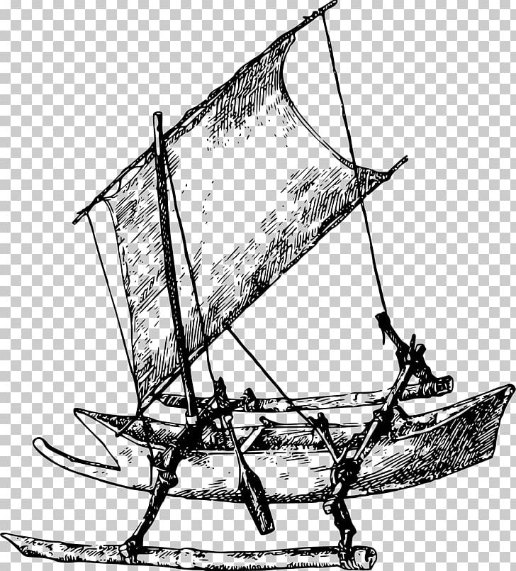 Outrigger Sailboat Sailing Ship PNG, Clipart, Baltimore Clipper, Barque, Black And White, Boa, Boat Free PNG Download