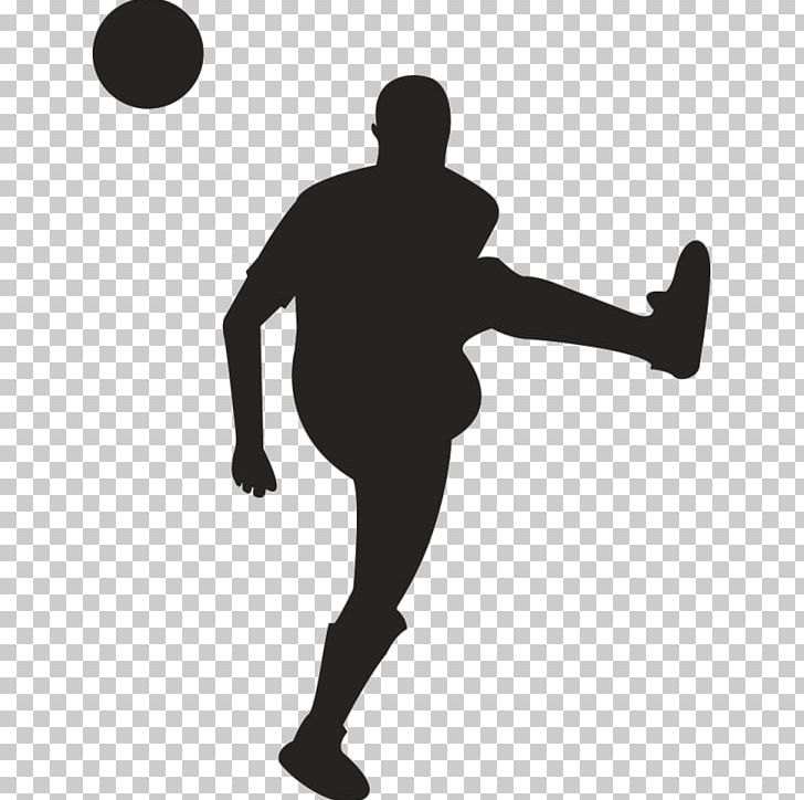 Football Player Futsal Silhouette PNG, Clipart, Arm, Balance, Ball, Black, Black And White Free PNG Download