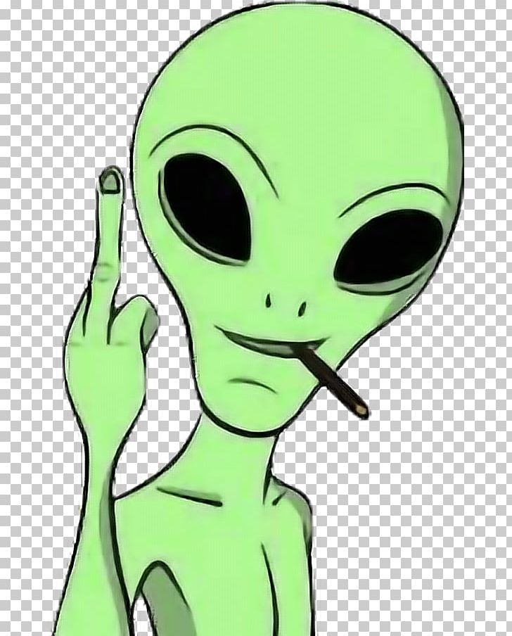 alien smoking weed drawing