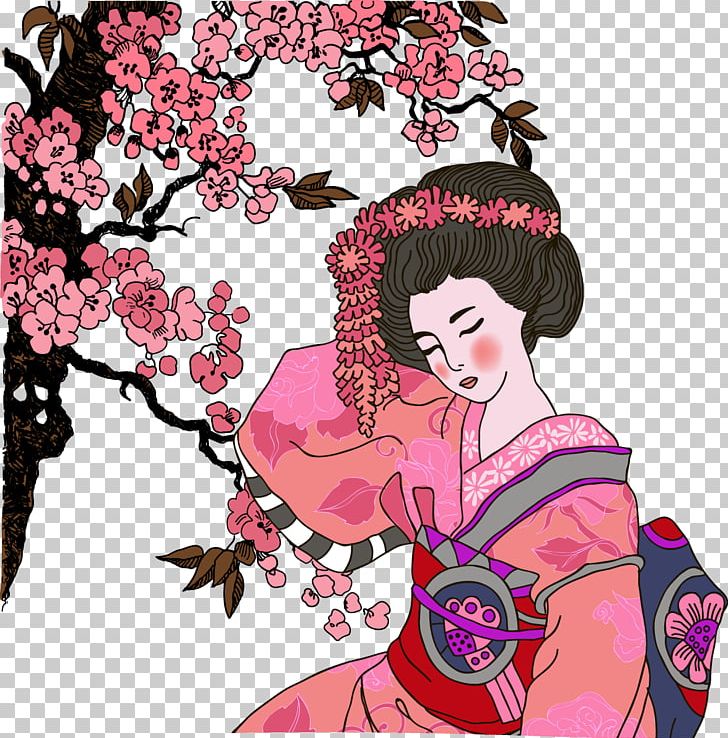 Japan Geisha Graphic Design Illustration PNG, Clipart, Art, Cartoon, Download, Drawing, Encapsulated Postscript Free PNG Download