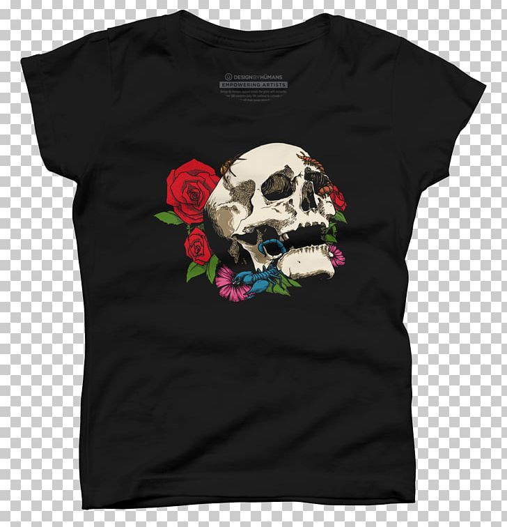 T-shirt Human Skull Symbolism Bed Of Roses Design By Humans PNG, Clipart, Bed Of Roses, Black, Brand, Clothing, Design By Humans Free PNG Download