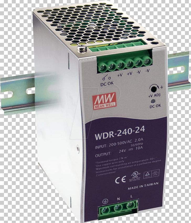 Mean Well WDR-240-24 DIN Rail Mean Well SDR-240-24 Power Converters MEAN WELL Enterprises Co. PNG, Clipart, Acdc Receiver Design, Computer, Electronic Component, Electronic Device, Electronics Free PNG Download