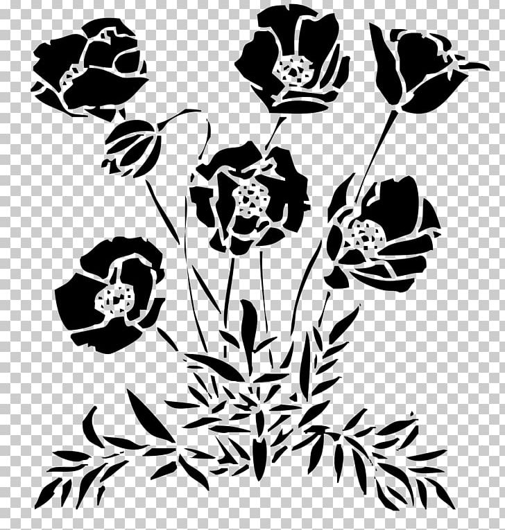 Stencil Flower Silhouette Pattern PNG, Clipart, Art, Black, Black And White, Character, Fictional Character Free PNG Download