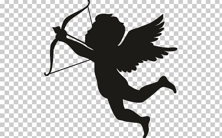 Cupid Silhouette PNG, Clipart, Art, Black And White, Cupid, Fictional Character, Joint Free PNG Download