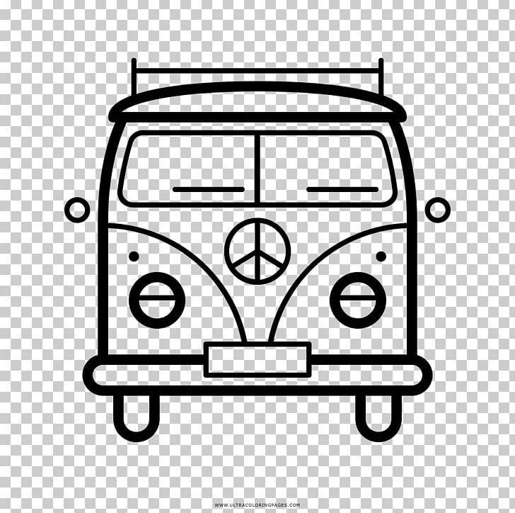 Hippie Coloring Book Drawing PNG, Clipart, Angle, Area, Automotive Design, Black And White, Car Free PNG Download
