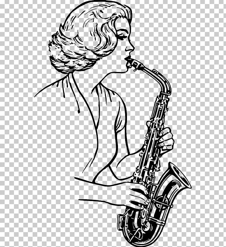 Saxophone Drawing Brass Instruments Musical Instruments PNG, Clipart, Arm, Art, Artwork, Black And White, Brass Instruments Free PNG Download