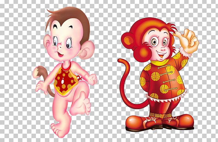 Monkey Chinese New Year Happiness Chinese Zodiac PNG, Clipart, Animals, Art, Bainian, Cartoon, Chinese New Year Free PNG Download