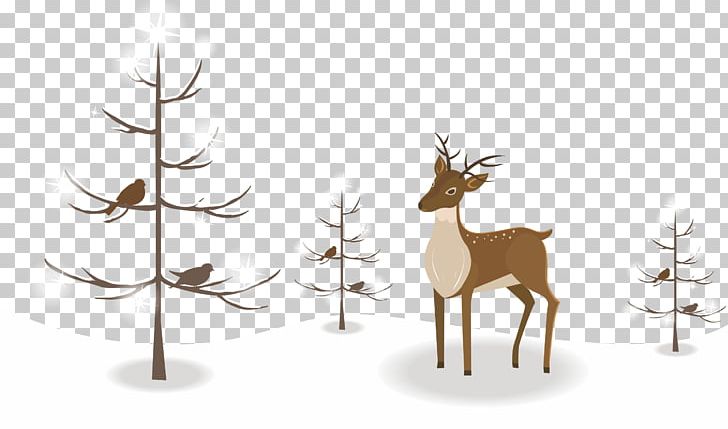 Reindeer Christmas Snow Illustration PNG, Clipart, Bird, Cartoon, Christmas, Christmas Card, Christmas Snow Free PNG Download