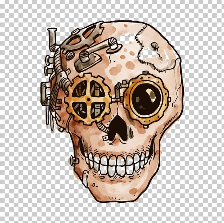Steampunk Industrial Revolution Skull Gear PNG, Clipart, Airship, Bone, Clock, Exo Skeleton, Fantasy Free PNG Download