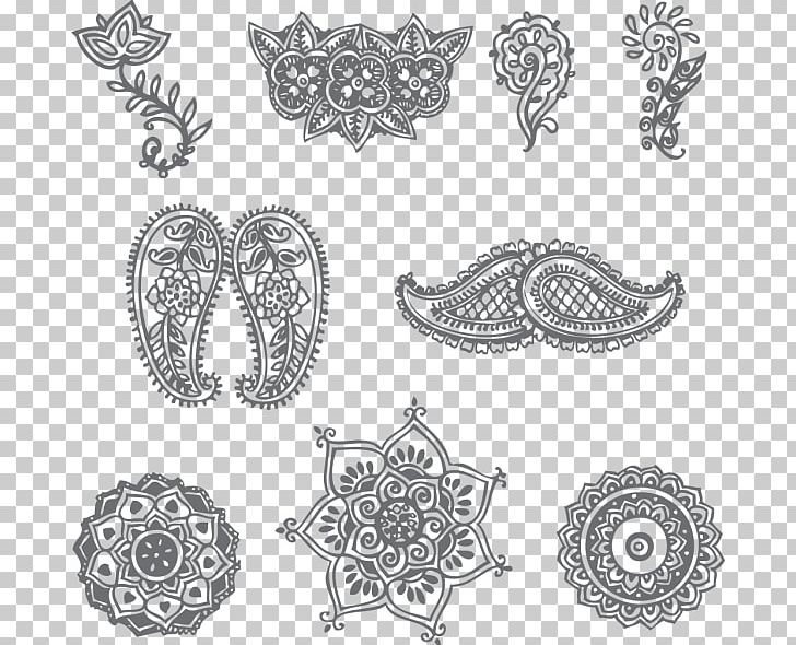 Henna Mehndi Tattoo Drawing PNG, Clipart, Abziehtattoo, Art, Black And White, Body Jewelry, Circle Free PNG Download