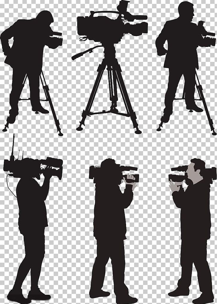 Camera Operator News Silhouette Illustration PNG, Clipart, Angle, Animals, Black And White, Camera Icon, Cameraman Free PNG Download