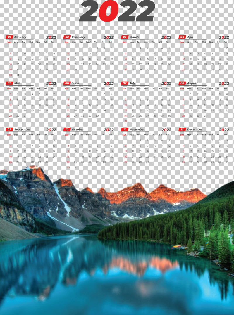 Printable Yearly Calendar 2022 2022 Calendar Template PNG, Clipart, Banff, Banff National Park, Bow Lake, Canadian Rockies, Kootenay National Park Free PNG Download