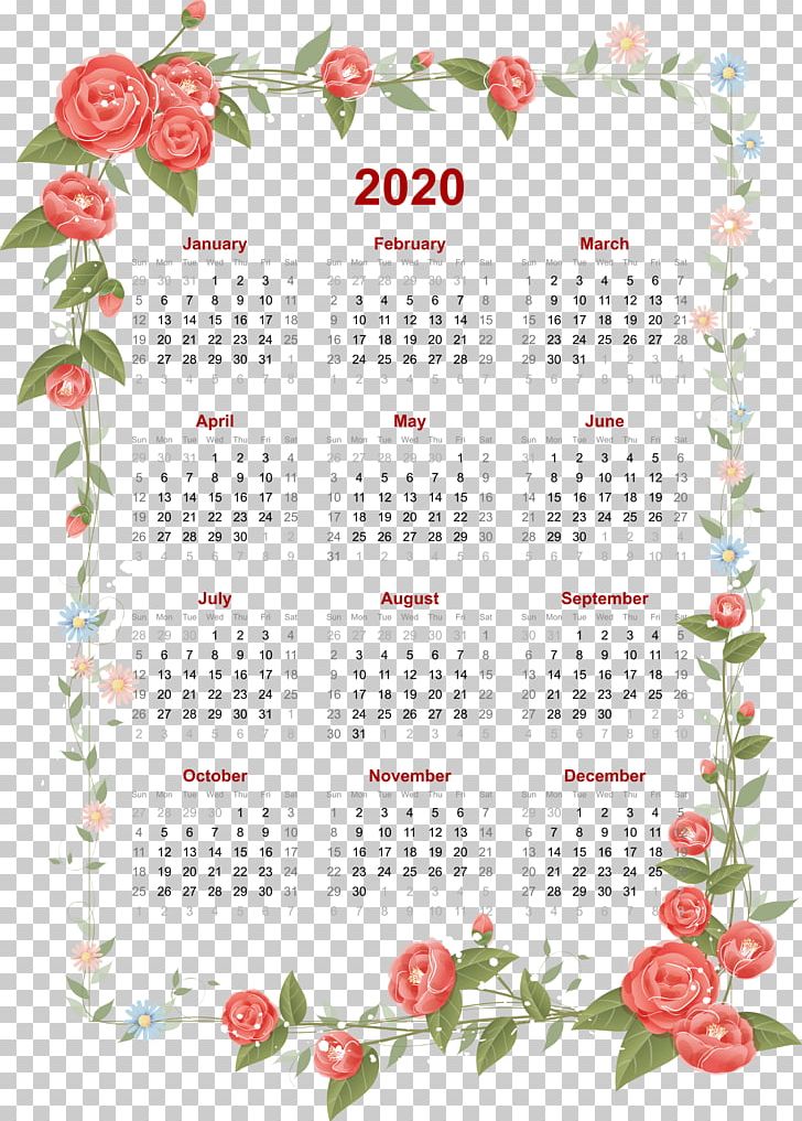 2020 Drawing Calendar Flowers. PNG, Clipart, Calendar, Drawing, Floral Design, Flower, Flowering Plant Free PNG Download