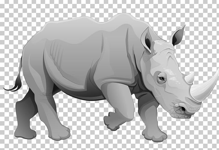 Rhinoceros Cartoon Illustration PNG, Clipart, Animal, Animals, Background Gray, Black And White, Cattle Like Mammal Free PNG Download
