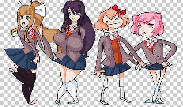 Doki Doki Literature Club! Fiction Art Drawing PNG, Clipart, Anime, Art, Cartoon, Character, Clothing Free PNG Download