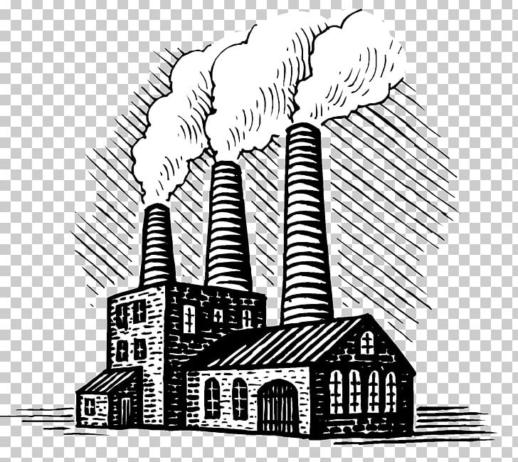 Industrial Revolution Factory Drawing Industry Building PNG, Clipart, Architectural Drawing, Architecture, Bandi, Black And White, Building Free PNG Download