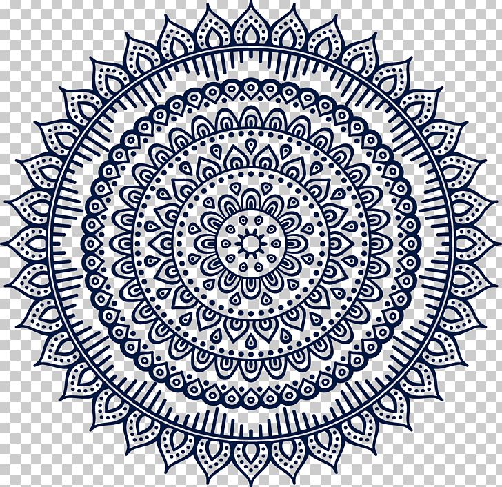 Mandala Buddhism Ornament Pattern PNG, Clipart, Area, Art, Black And White, Blue Abstract, Blue Background Free PNG Download