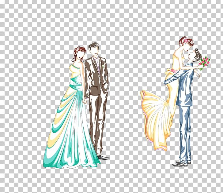 Color Two Pairs Of New Wedding PNG, Clipart, Bride, Colors, Color Splash, Couple, Design Free PNG Download