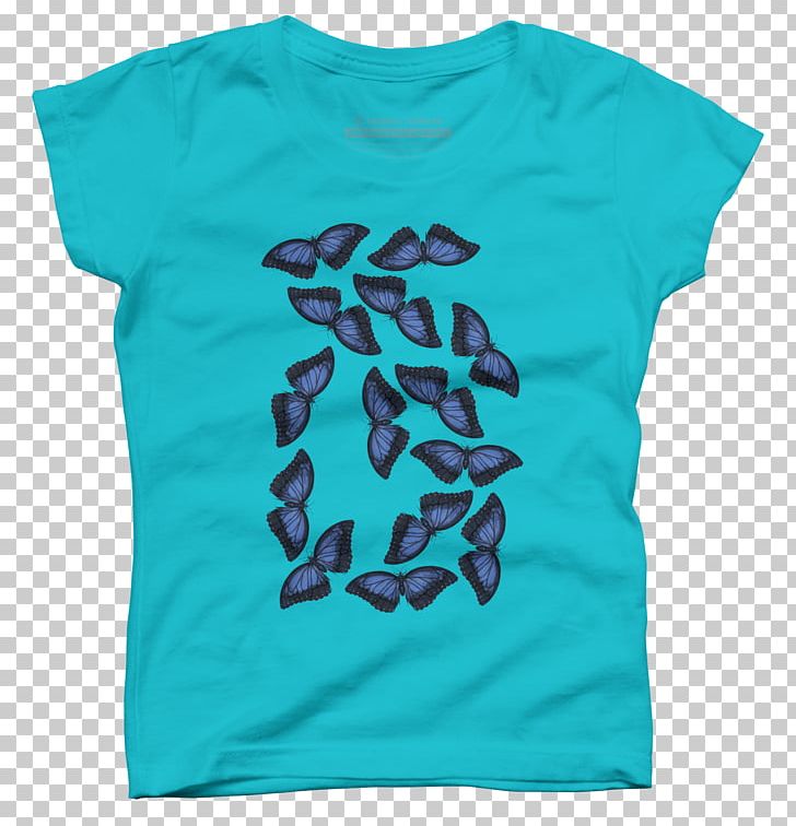 T-shirt Clothing Neckline Sleeve PNG, Clipart, Active Shirt, Aqua, Blue, Butterfly, Clothing Free PNG Download