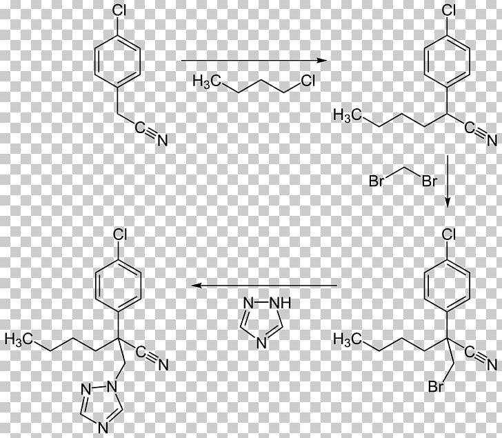 Myclobutanil Triazole Nitrile /m/02csf Chemical Compound PNG, Clipart, Angle, Area, Auto Part, Black And White, Car Free PNG Download