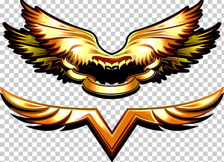Texture Emblem Golden Frame PNG, Clipart, Adobe Illustrator, Angel Wing, Beak, Bird Of Prey, Chicken Wings Free PNG Download