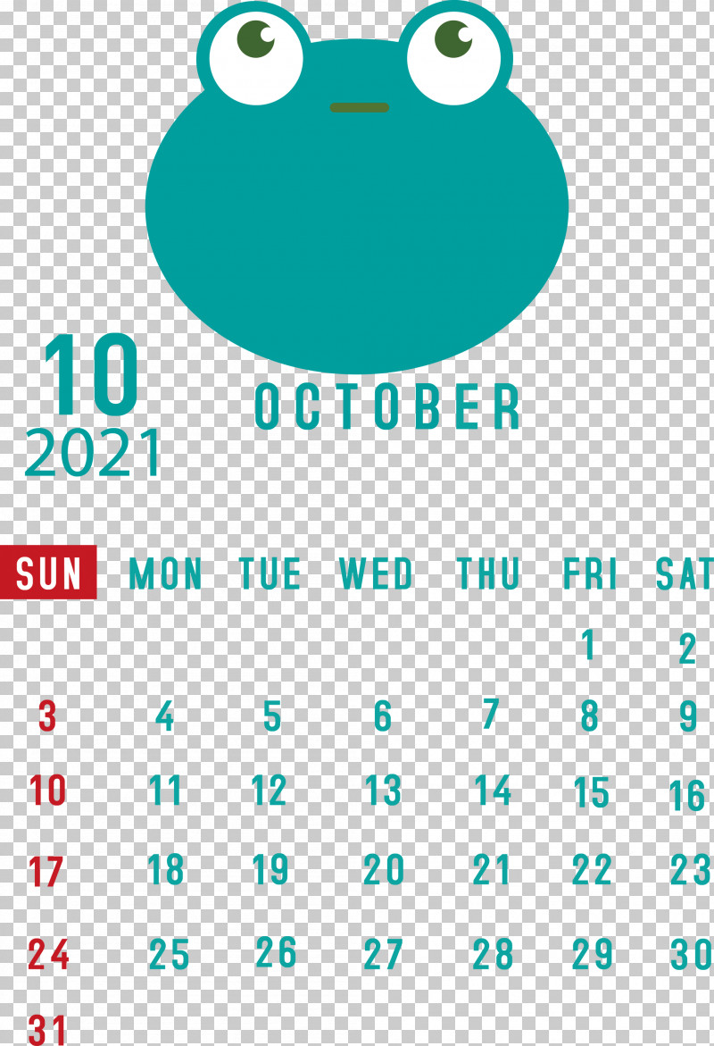 October 2021 Printable Calendar October 2021 Calendar PNG, Clipart, Android, Aqua M, Calendar System, Diagram, Green Free PNG Download