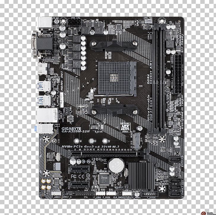 Socket AM4 MicroATX Motherboard Gigabyte GA-A320M-S2H Gigabyte Technology PNG, Clipart, Advanced Micro Devices, Central Processing Unit, Computer, Computer Hardware, Electronic Device Free PNG Download