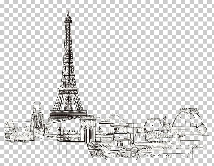 Paris Drawing Illustration PNG, Clipart, Black And White, Buildings, Eiffel, Flower Sketch, France Free PNG Download
