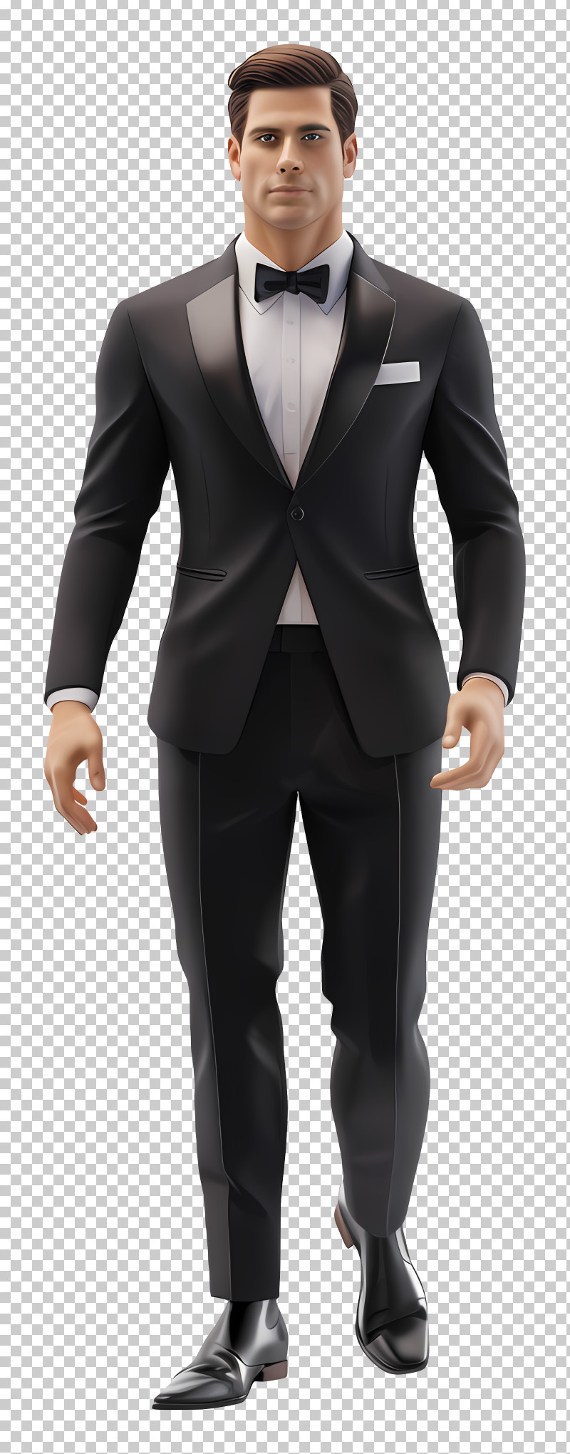 Men Formal Wear - Elegant Man In Formal Black Tuxedo PNG