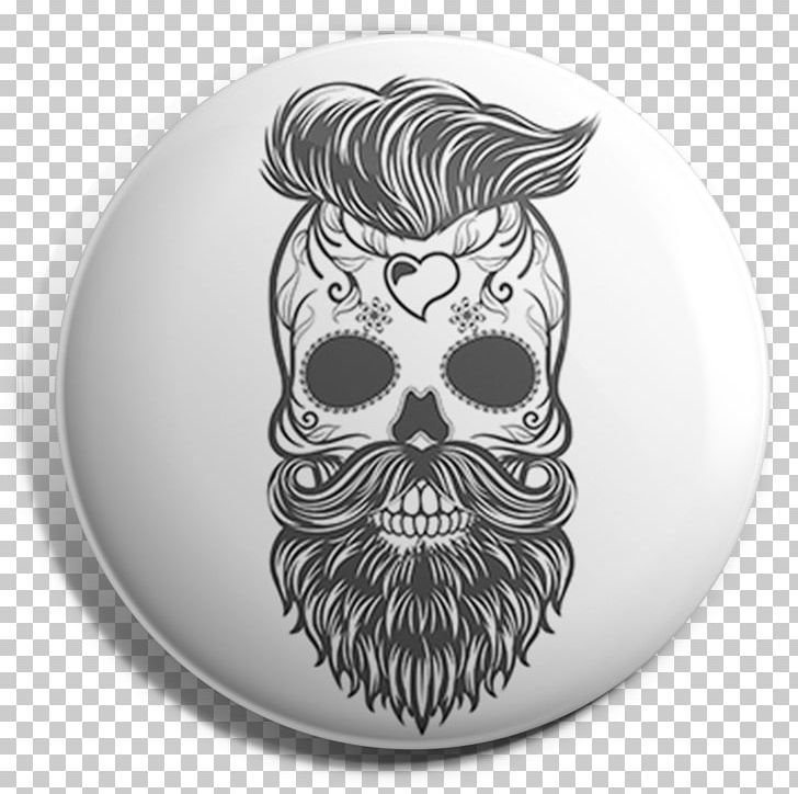 Calavera T-shirt Skull Beard Hipster PNG, Clipart, Beard, Beard And Moustache, Black And White, Bone, Button Free PNG Download
