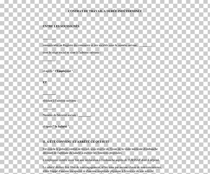Employment Contract Contrat à Durée Indéterminée Commercial Agency Agreement PNG, Clipart, Amendment, Angle, Area, Beding, Black And White Free PNG Download